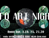 UFO art night / Interdisciplinarni projekt, ki povezuje glasbo in likovno umetnost s pogovori in raziskovanjem neznanega / Mark Savnik, Tomaž O. Rous, Bojan Krhlanko