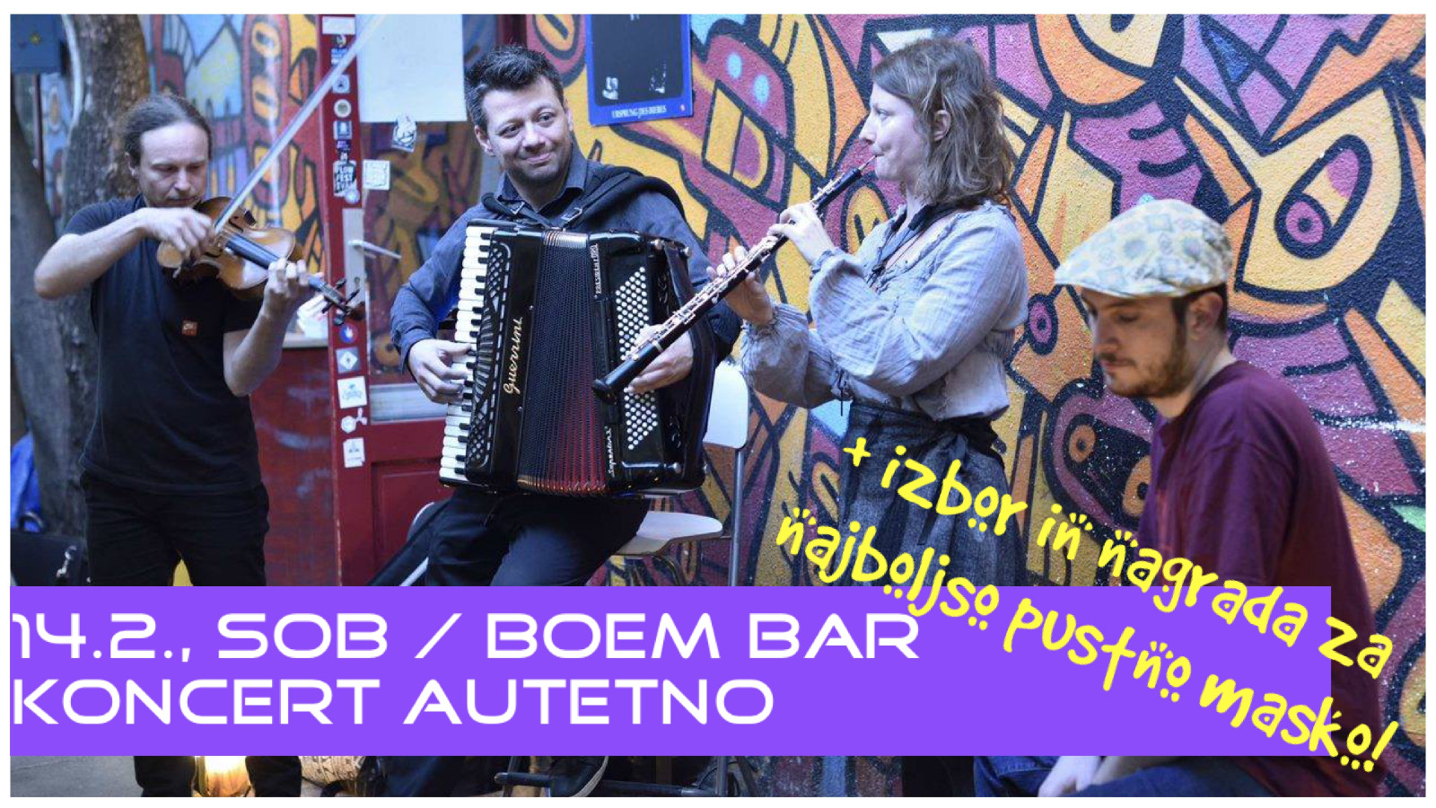 Autetno / Zaseba, ki izvaja širok repertoar ljudskega izročila in etnoglasbe, predvsem z Balkana