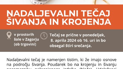 Nadaljevalni tečaj šivanja in krojenja
