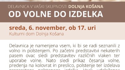 Delavnica v VS Dolnja Košana: Od volne do izdelka
