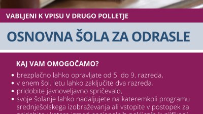 Vpis v Osnovno šolo za odrasle (pomladanski rok)
