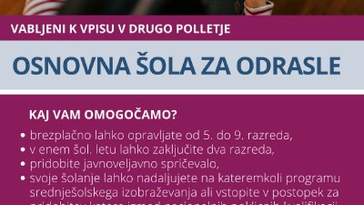 Vpis v Osnovno šolo za odrasle - drugo pollletje